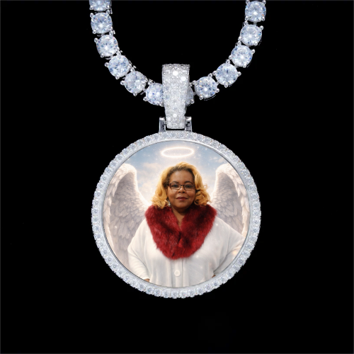 925S & VVS Moissanite 3D Circle Custom Picture Pendant