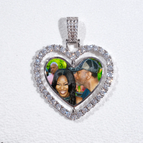 3D Spinning 2-Faced Heart Custom Picture Pendant