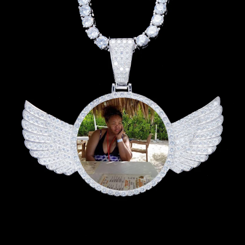 925S & VVS Moissanite 3D Wing Custom Picture Pendant