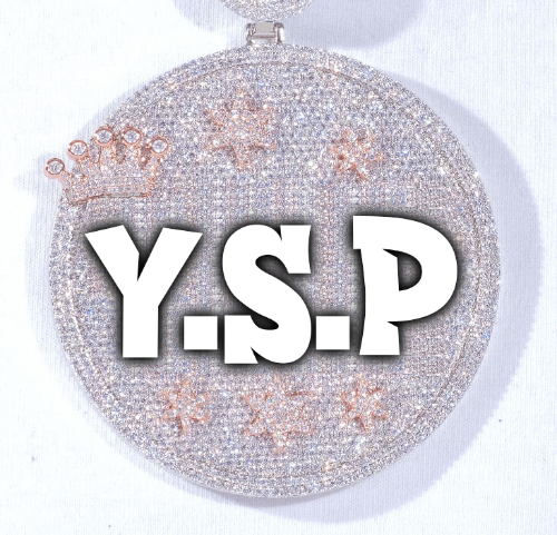 CUSTOM LETTER NECKLACE 3D BIG CROWN DISC