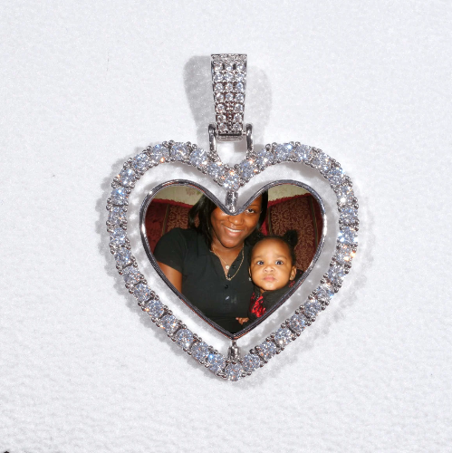 3D Spinning 2-Faced Heart Custom Picture Pendant