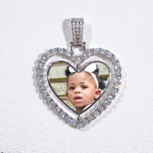 3D Spinning 2-Faced Heart Custom Picture Pendant