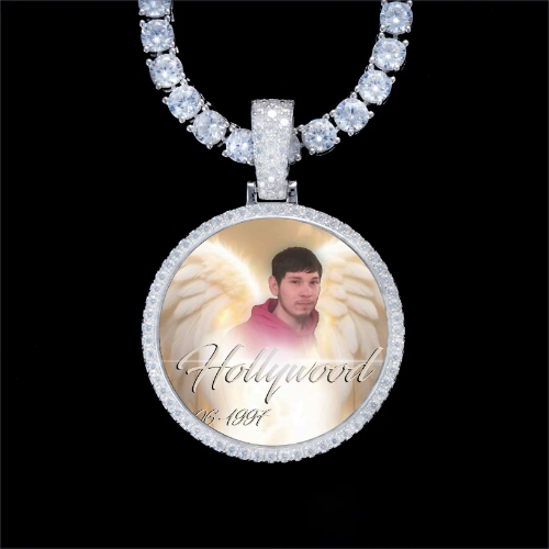 925S & VVS Moissanite 3D Circle Custom Picture Pendant