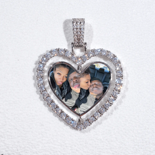 3D Spinning 2-Faced Heart Custom Picture Pendant