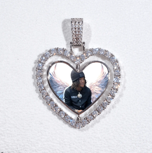 3D Spinning 2-Faced Heart Custom Picture Pendant