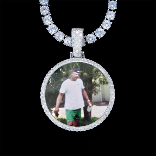 925S & VVS Moissanite 3D Circle Custom Picture Pendant