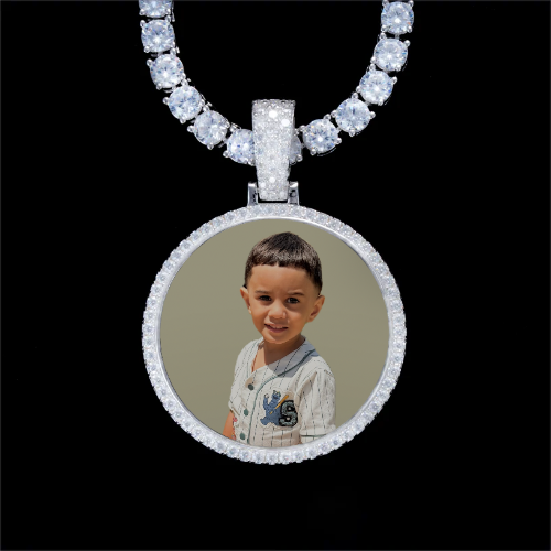 925S & VVS Moissanite 3D Circle Custom Picture Pendant