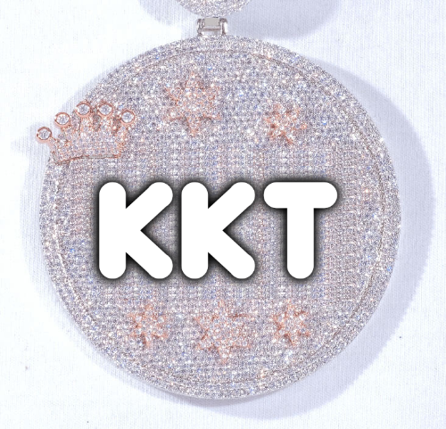 CUSTOM LETTER NECKLACE 3D BIG CROWN DISC