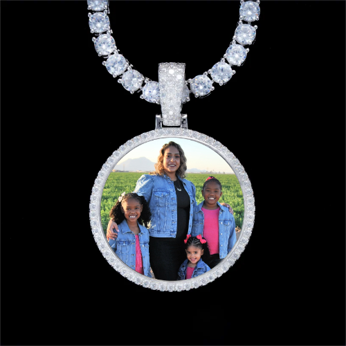 925S & VVS Moissanite 3D Circle Custom Picture Pendant