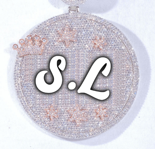 CUSTOM LETTER NECKLACE 3D BIG CROWN DISC