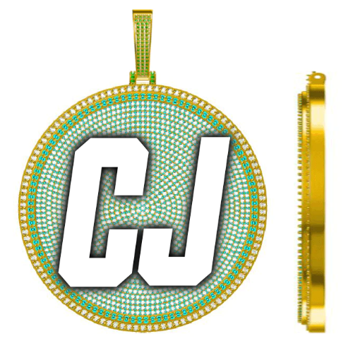 CUSTOM LETTER NECKLACE 3D BIG DISC