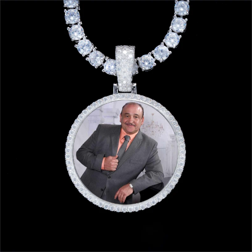 925S & VVS Moissanite 3D Circle Custom Picture Pendant
