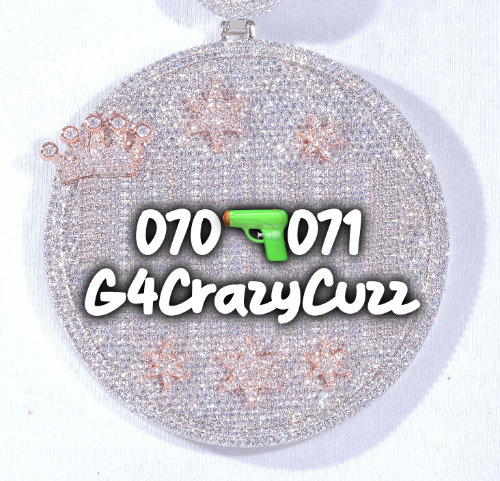 CUSTOM LETTER NECKLACE 3D BIG CROWN DISC
