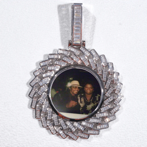 Large 3D Baguette Custom Picture Pendant
