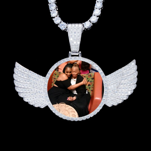 925S & VVS Moissanite 3D Wing Custom Picture Pendant