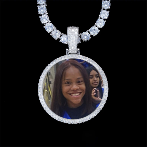 925S & VVS Moissanite 3D Circle Custom Picture Pendant