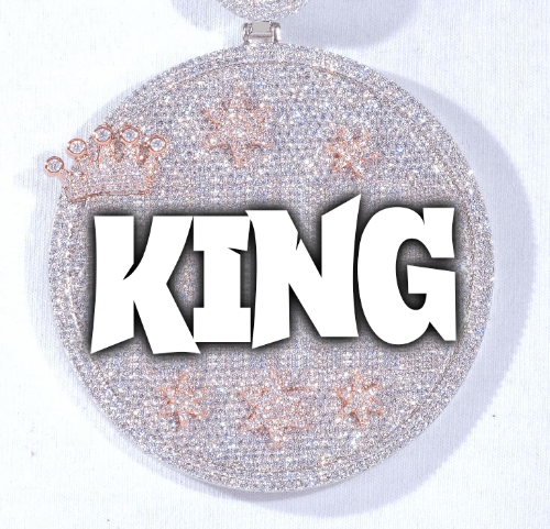 CUSTOM LETTER NECKLACE 3D BIG CROWN DISC