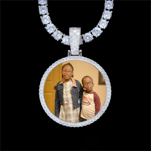 925S & VVS Moissanite 3D Circle Custom Picture Pendant