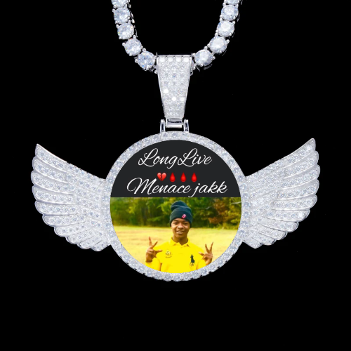 925S & VVS Moissanite 3D Wing Custom Picture Pendant