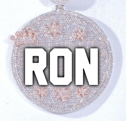 CUSTOM LETTER NECKLACE 3D BIG CROWN DISC