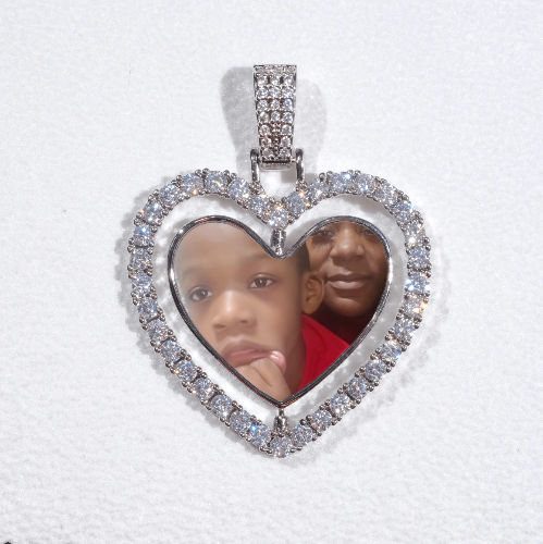 3D Spinning 2-Faced Heart Custom Picture Pendant