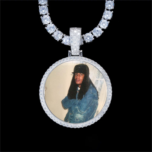925S & VVS Moissanite 3D Circle Custom Picture Pendant