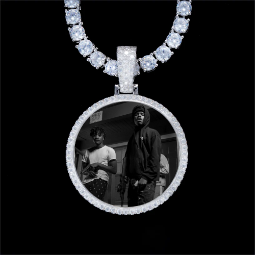 925S & VVS Moissanite 3D Circle Custom Picture Pendant