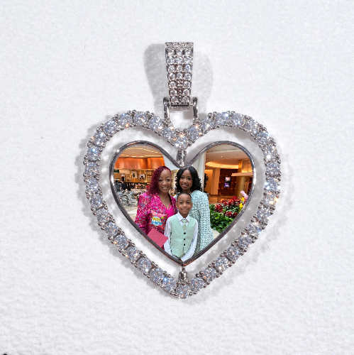 3D Spinning 2-Faced Heart Custom Picture Pendant