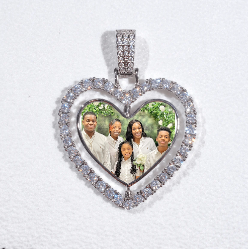 3D Spinning 2-Faced Heart Custom Picture Pendant