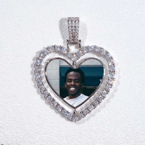 3D Spinning 2-Faced Heart Custom Picture Pendant