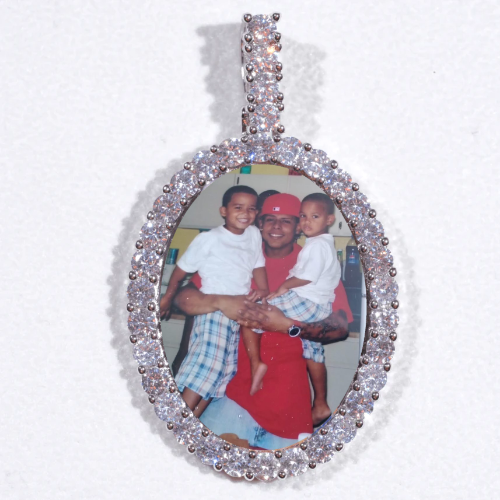 Large 3D Oval Custom Picture Pendant