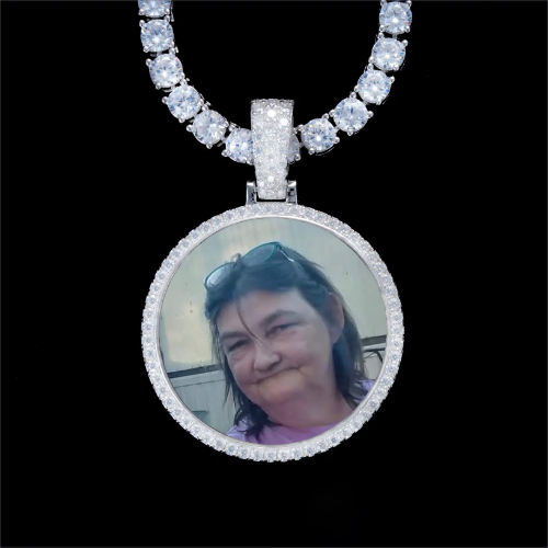 925S & VVS Moissanite 3D Circle Custom Picture Pendant