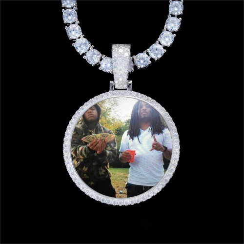 925S & VVS Moissanite 3D Circle Custom Picture Pendant