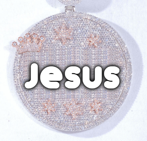 CUSTOM LETTER NECKLACE 3D BIG CROWN DISC