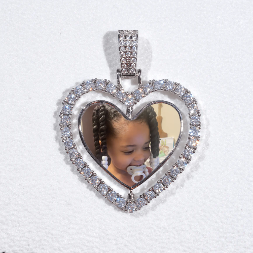 3D Spinning 2-Faced Heart Custom Picture Pendant