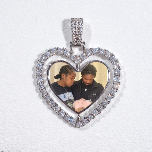 3D Spinning 2-Faced Heart Custom Picture Pendant