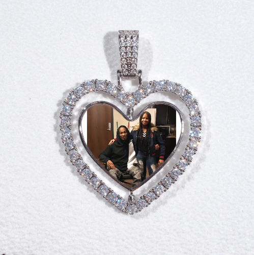 3D Spinning 2-Faced Heart Custom Picture Pendant