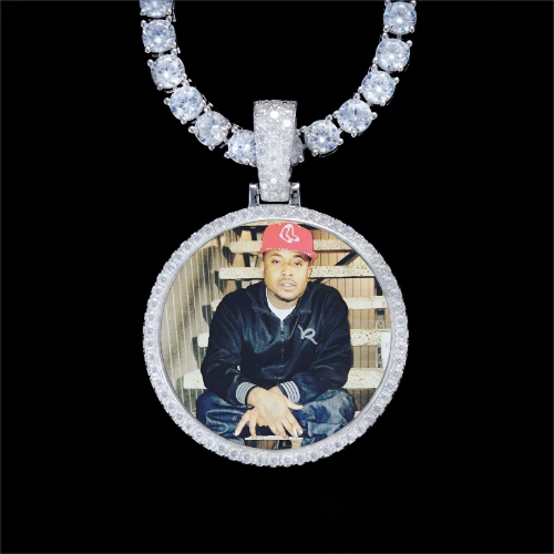 925S & VVS Moissanite 3D Circle Custom Picture Pendant