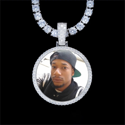 925S & VVS Moissanite 3D Circle Custom Picture Pendant