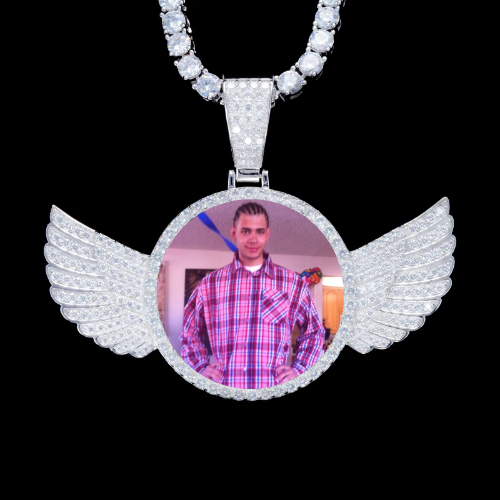 925S & VVS Moissanite 3D Wing Custom Picture Pendant