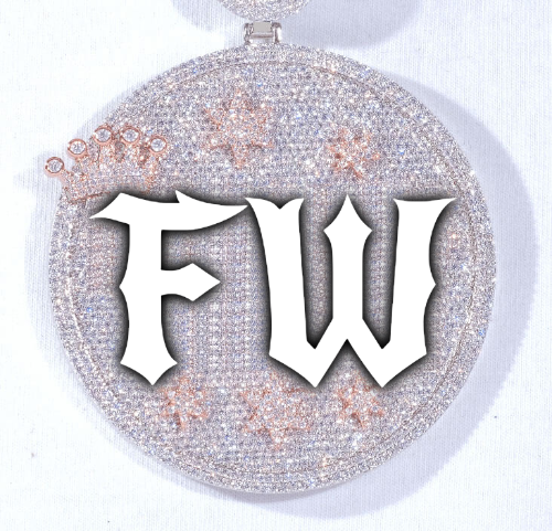CUSTOM LETTER NECKLACE 3D BIG CROWN DISC