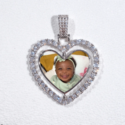 3D Spinning 2-Faced Heart Custom Picture Pendant