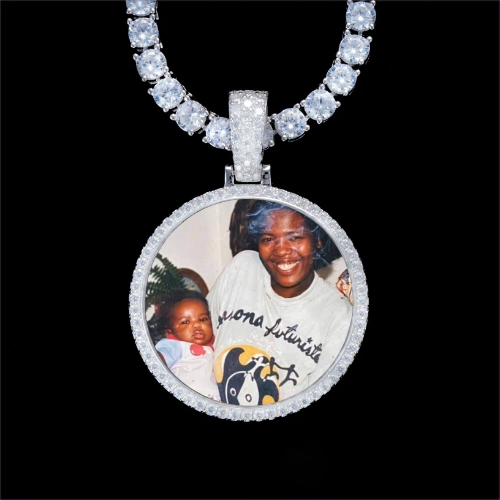 925S & VVS Moissanite 3D Circle Custom Picture Pendant