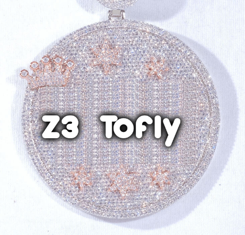 CUSTOM LETTER NECKLACE 3D BIG CROWN DISC
