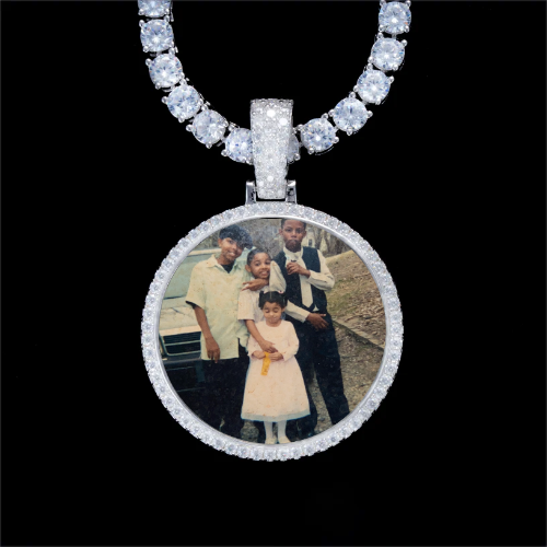 925S & VVS Moissanite 3D Circle Custom Picture Pendant