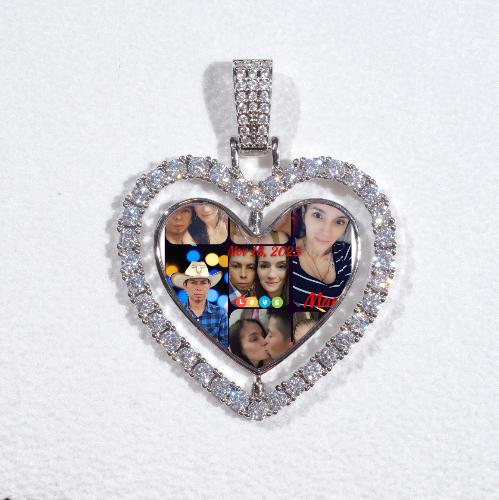 3D Spinning 2-Faced Heart Custom Picture Pendant