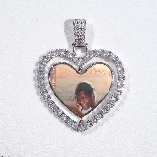 3D Spinning 2-Faced Heart Custom Picture Pendant