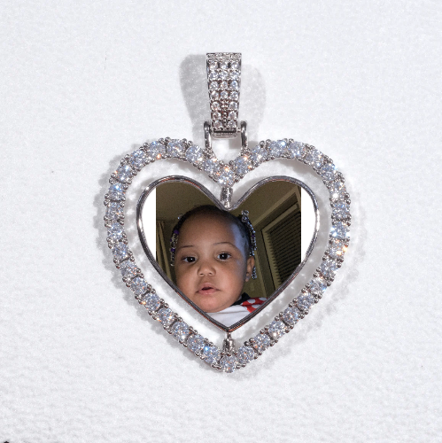 3D Spinning 2-Faced Heart Custom Picture Pendant