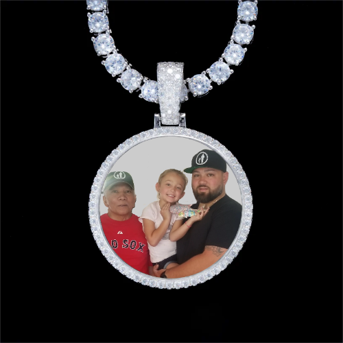 925S & VVS Moissanite 3D Circle Custom Picture Pendant
