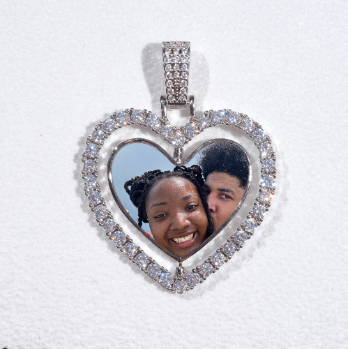 3D Spinning 2-Faced Heart Custom Picture Pendant